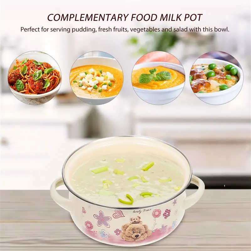 Kitchen Milk Pot Soup Lovely Pattern Enamel Practical Cooking Household Universal Tool | Дом и сад