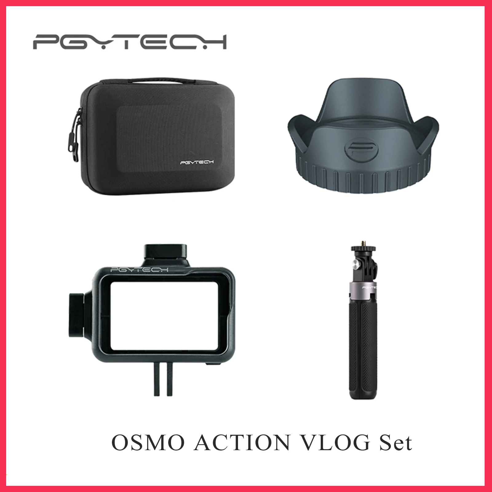 

PGYTECH OSMO ACTION Camera Vlog Set Extension Pole Desk Tripod+Camera Cage+Camera Lens Hood+Carrying Case For DJI OSMO Action