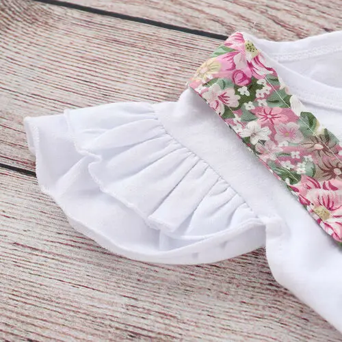 Детский комбинезон для маленьких девочек однотонный топ с рюшами хлопковая