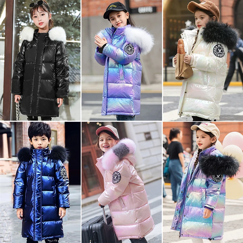 

2022 Winter Jacket For Girls Boys Kids Parka Overcoat Fashion Fur Collar Hooded Girls Coat Thick Warm Children's Outerwear 4-12Y