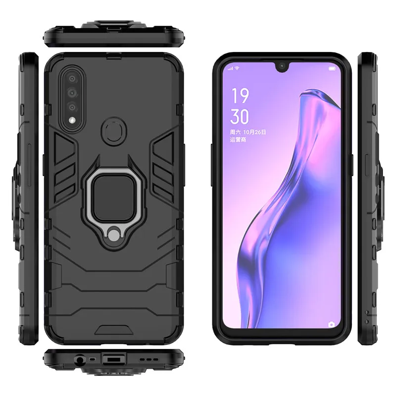 shockproof bumper for oppo a8 case luxury silicone armor hard pc stand protective phone cover for oppo a8 fundas fpr oppo a8 6 5 free global shipping