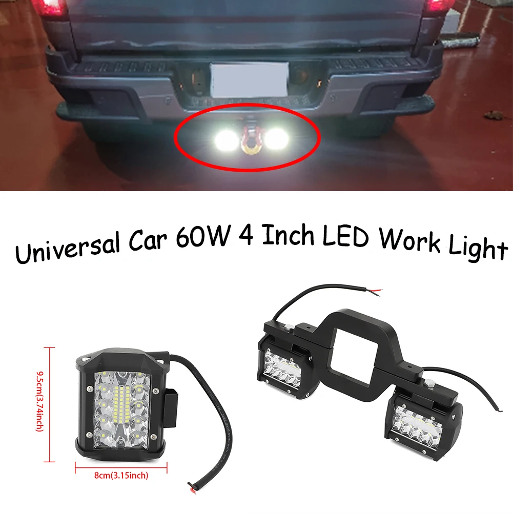 

Universal Car 60W 4 Inch LED Work Light Bar with Towing Hitch Mount Brackets Light for Truck Trailer SUV Pickup Tractor Off Road