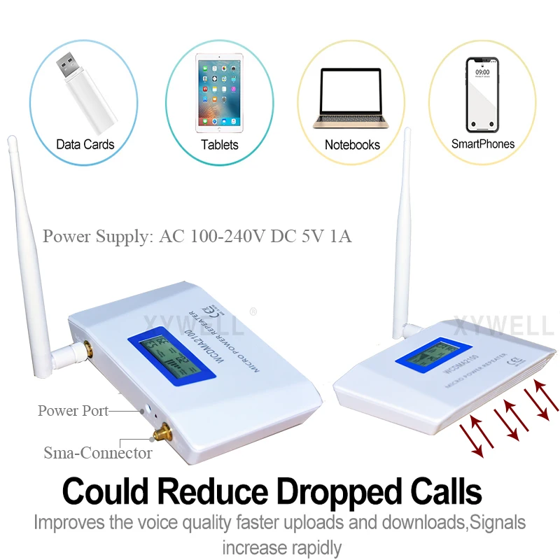 XYWELL 70dB получить W CDMA 2100 МГц 3G усилитель сигнала мобильного телефона UMTS Репитер