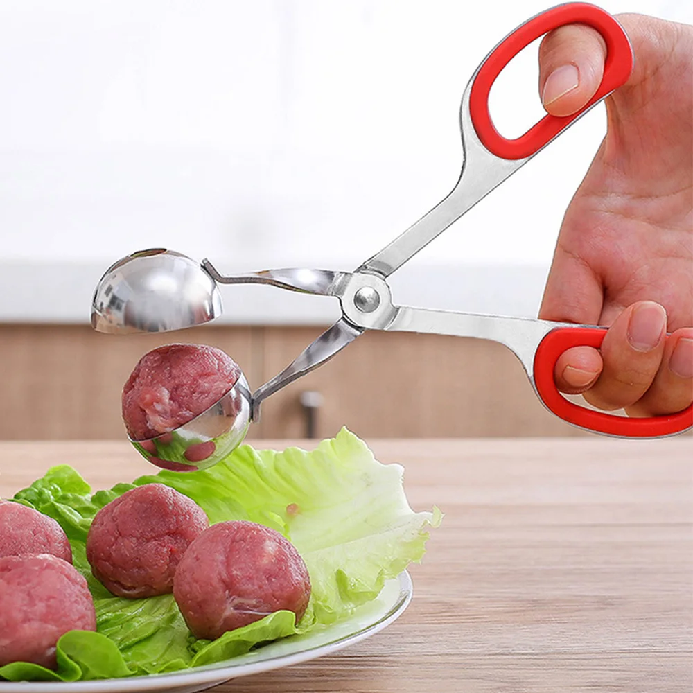 

Stainless Steel Meat Baller Meatball Clip Tongs with Rubber Grip for Kitchen Pork Beef Meat Rice Ball Maker Cooking Tools 1 PCS