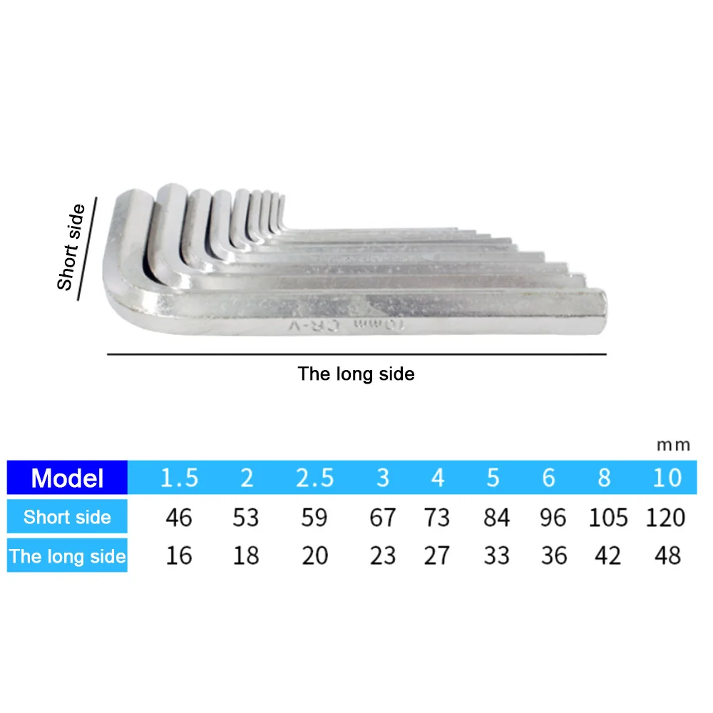 Универсальный шестигранный ключ 9 шт. l образный для ремонта велосипедов ручные