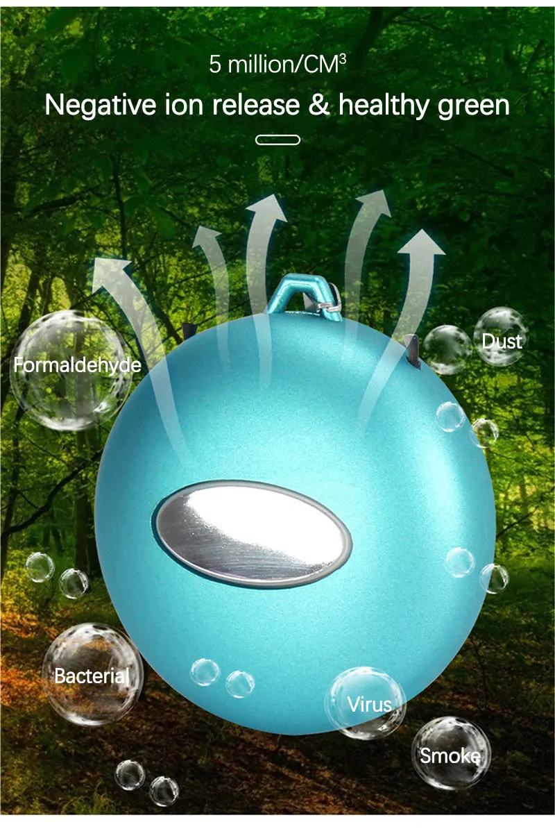 

Personal Wearable Air Purifier Necklace, Mini Portable Air Freshner Ionizer, Ions Generator, Low Noise for Adults Kids