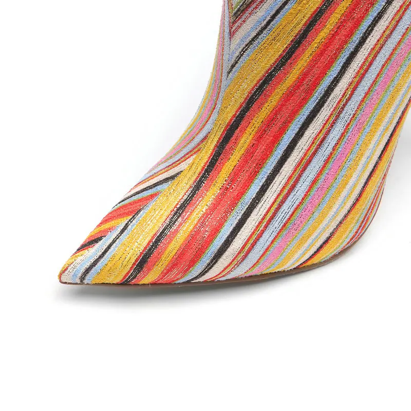 

Fashion Zipper Multicolor Ankle Boots Women Sexy Thin High Heel Short Boots Ladies Pointed Toe Autumn Winter Shoes Size34-45