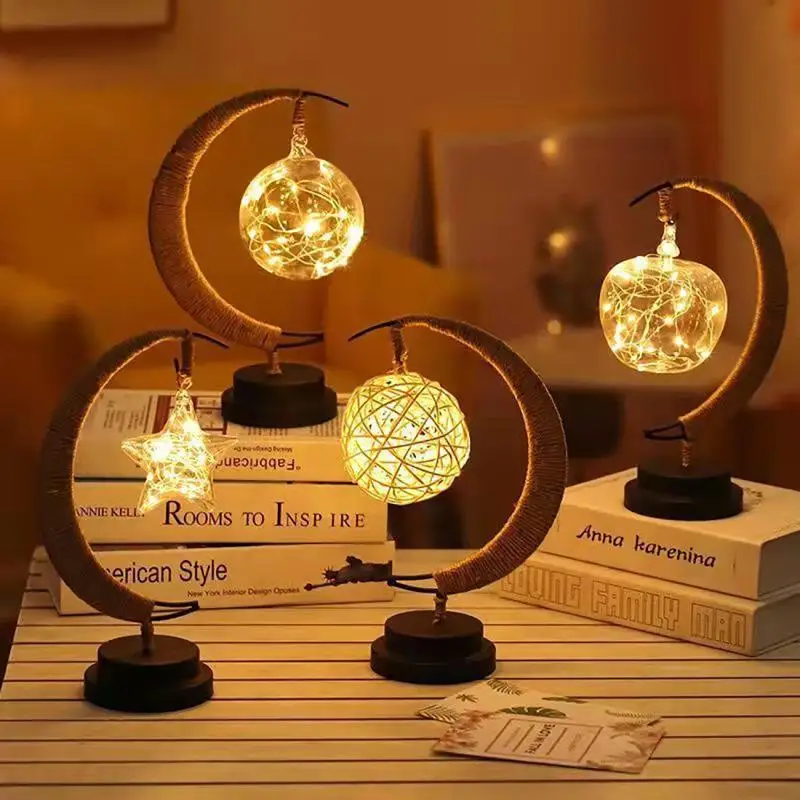 LED Table Decoration Light Sepak Takraw / Moon /Stars Decor Hand Made Gift Lamp Sleeping Light For Children Gift Party Room