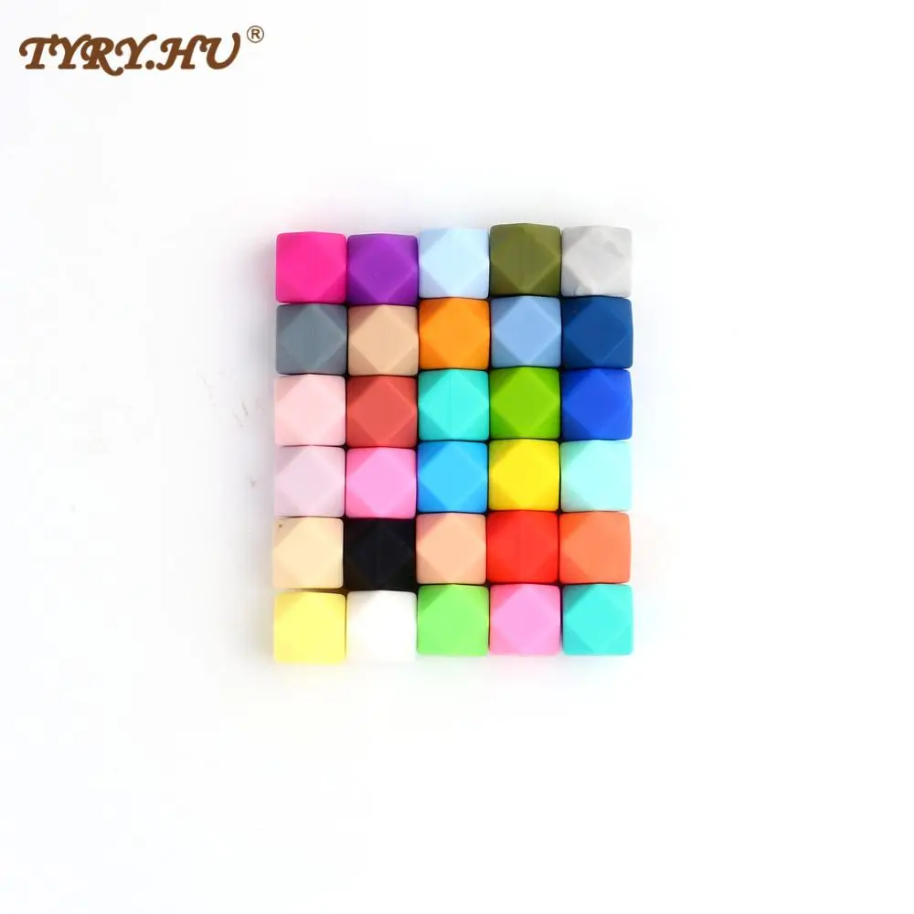 

TYRY.HU 200 pieces 14mm Hexagon Silicone Beads Teething Baby Teether Baby DIY Necklace Pacifier Chain