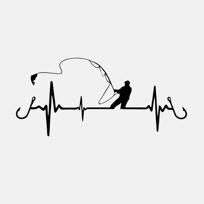 

8cm* 17cm Car Sticker Heart Fishing Vinyl Decal Black/Silver