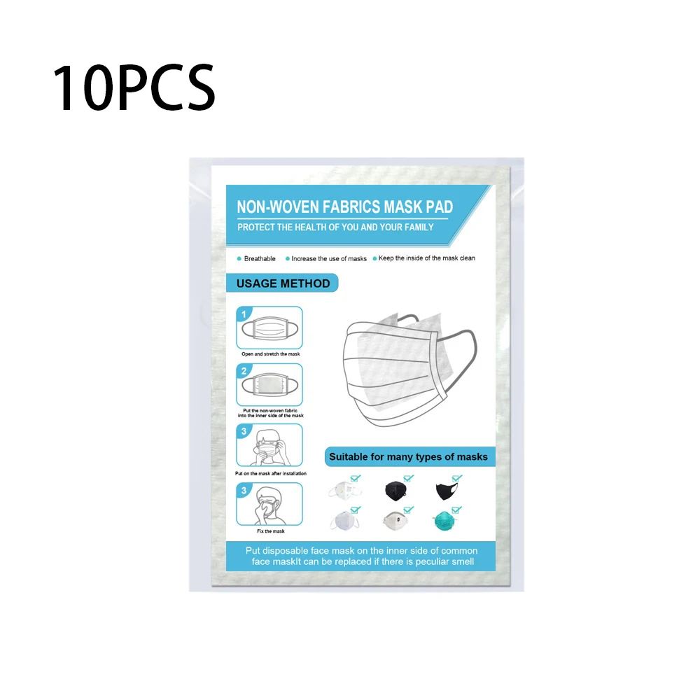 

10pcs Disposable Non-Woven Mask Pad Breathable Respirator Filter Replacement Dustproof Safety Gasket Cushion High Quality