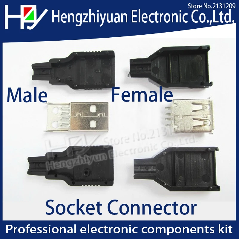 IMC/Лидер продаж; Новинка; 10 шт. Тип мужской женский 2,0 USB 4 Pin разъем с черной Пластик крышкой припоя Тип DIY разъем