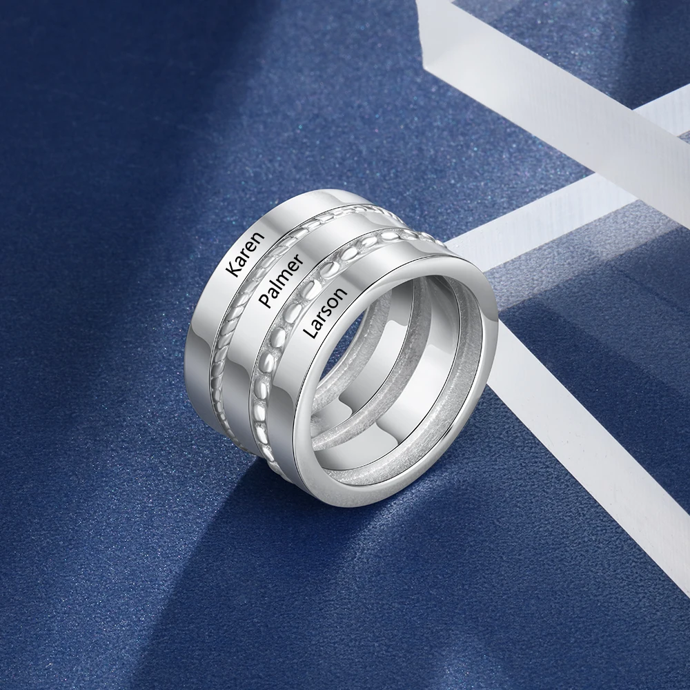 Индивидуальные гравированные штабелируемые большие кольца для мужчин мамы