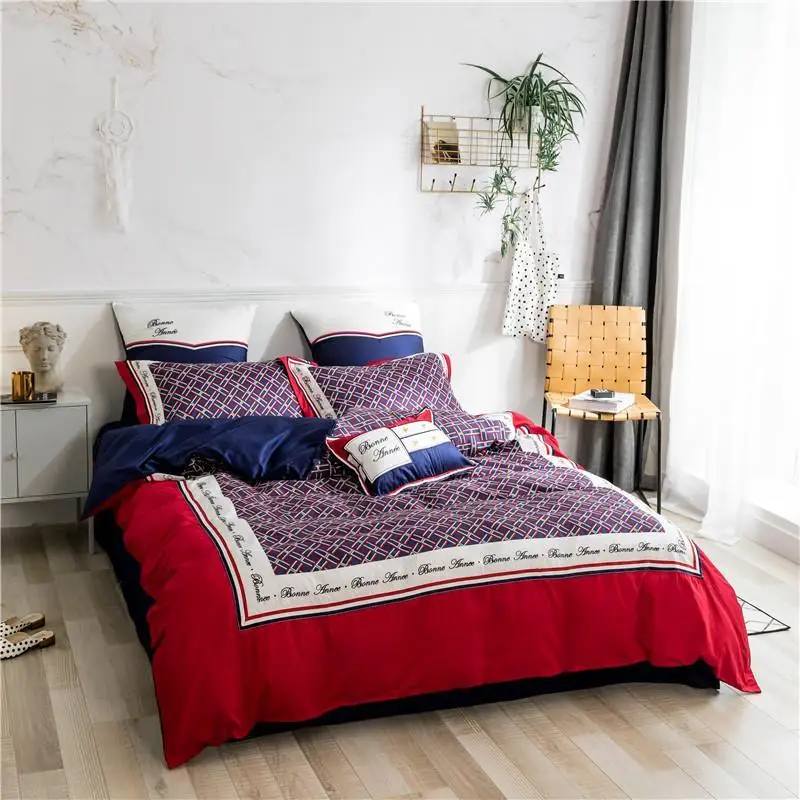 42 Британский стиль плед Постельное белье королева Король Размер Египетский