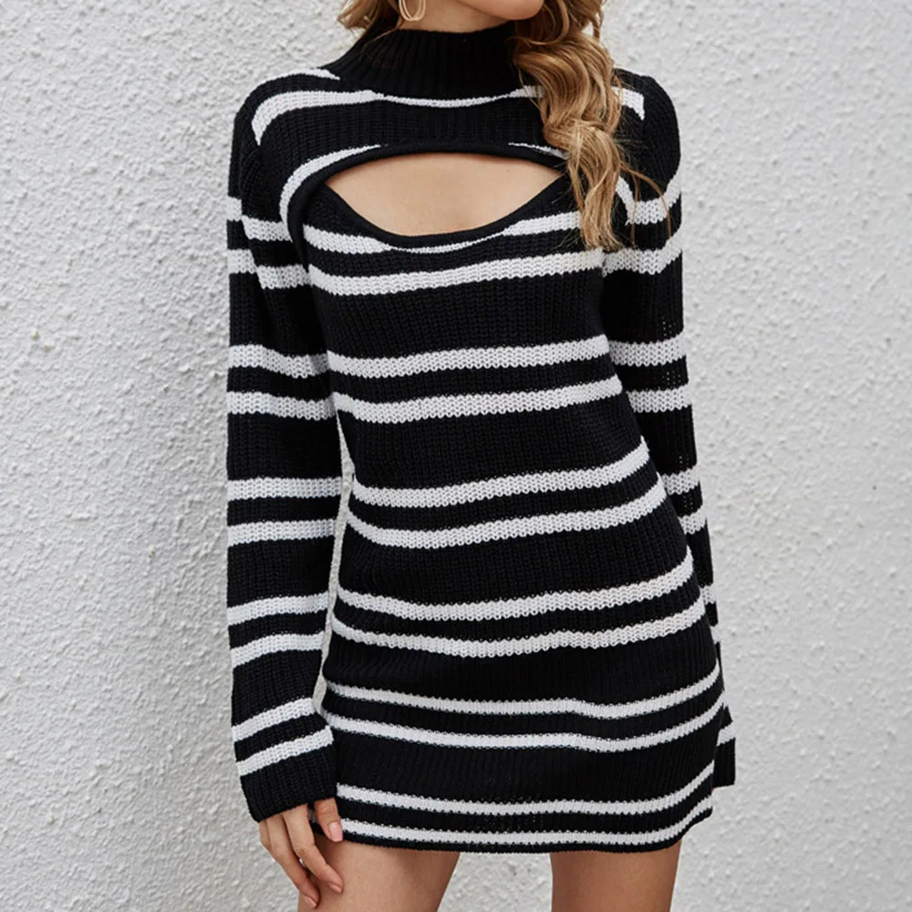 

New Spring Women Knitted Dress Turtleneck Sweater Dresses Lady Slim Bodycon Long Sleeve Bottoming Dress Vestidos