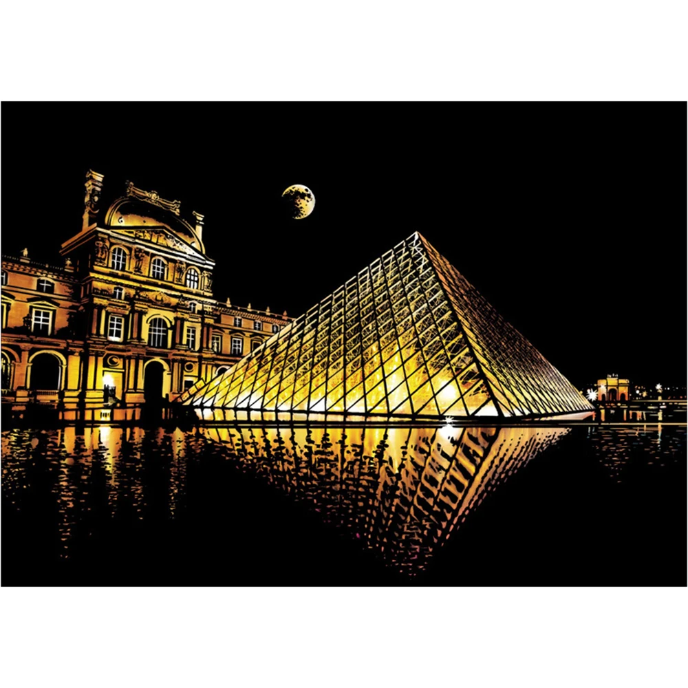 40.5*28.5cm DIY Creative Handmade Scratch Painting Scraping Famous City Night Scene Theme Drawing Paper Home Decoration | Дом и сад