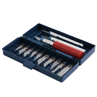13pcs utility precision knife set diy tools paper carving high carbon steel blades with handle case arts craft