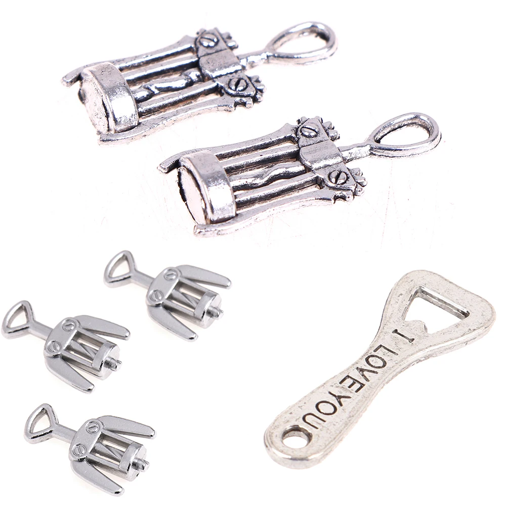 

1/2/3pcs Metal Wine Drink Bottle Opener Corkscrew 1:12 Bottles Kitchen Bar Miniature Doll House Decoration Dolls Accessories