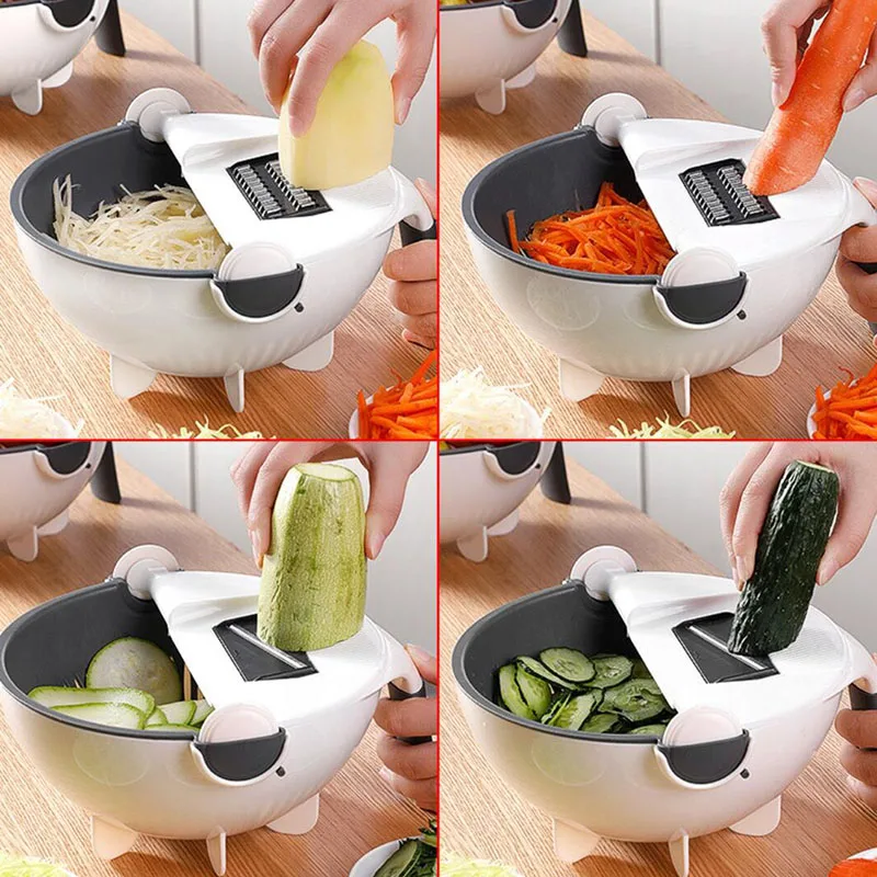 Mandoline Rotate vegetable slicer multifunction Cutter With Drain Basket onion Potato Fruit Shredder Grater Slicer Kitchen | Дом и сад