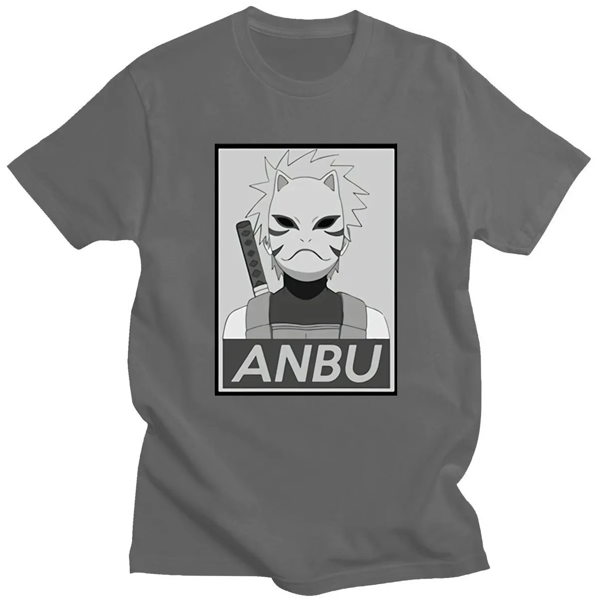 Футболка мужская с аниме-принтом хлопок 100% коротким рукавом Повседневная