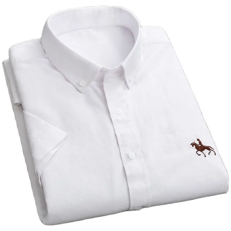 Рубашка мужская из ткани Оксфорд с короткими рукавами 100% хлопок | Мужская одежда