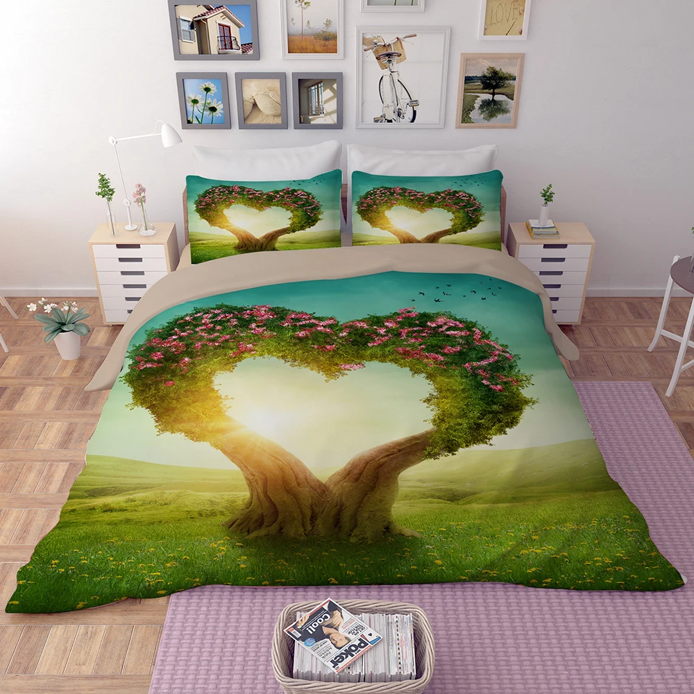 

Love tree 3D bedding sets flower Duvet cover Pillowcase king Queen king Home textile Luxury fashion quilt cover sets bedclothes