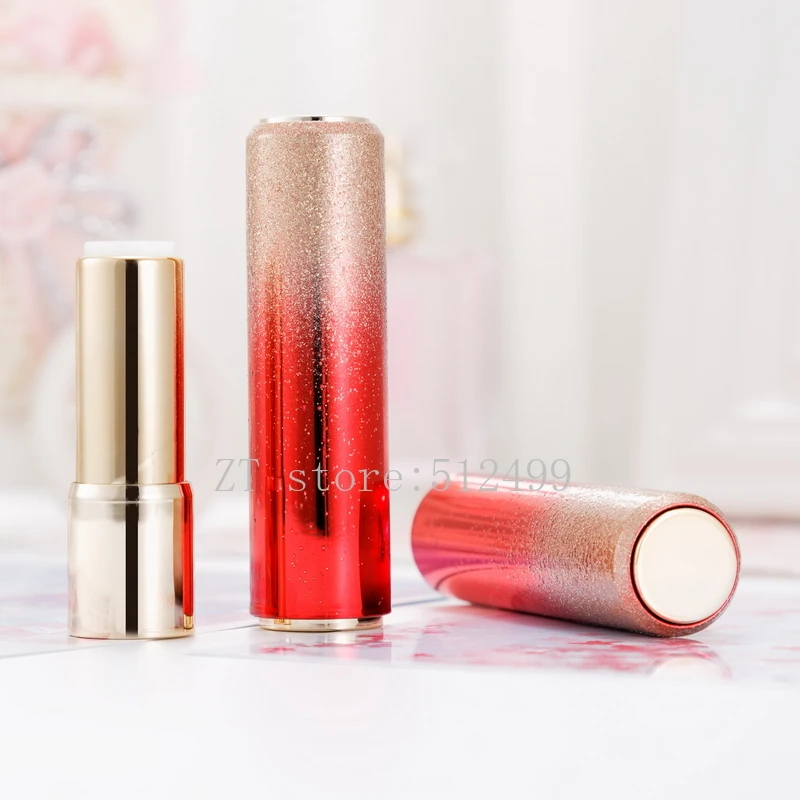 

12.1mm 10/30/50pcs Gradient Red Gold Round Shiny Press Type Lipstick Tube,DIY Empty Lip Balm Container Lipstick Shell Packaging