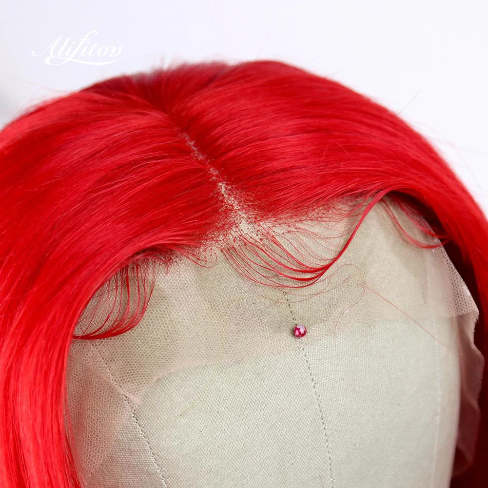

ALIFITOV Red Lace Front Wigs Straight Human Hair Long Brazilian Remy Hair Pre-Plucked Lace Wigs With Baby Hair