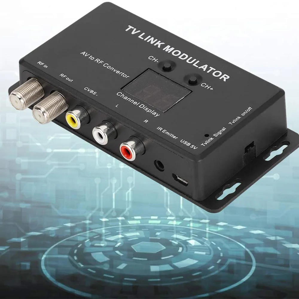 UHF 21 ~ 69 PAL/NTSC модулятор AV к RF преобразователь ИК-расширитель с 21-канальным дисплеем