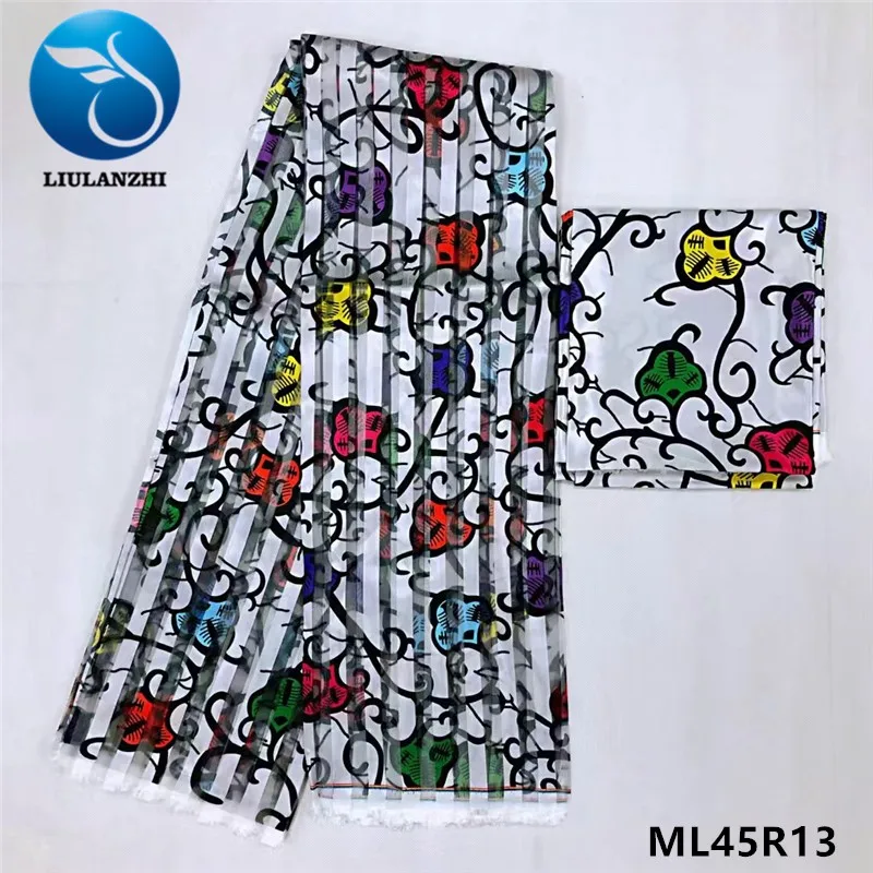 

LIULANZHI african ribbon fabrics organza 4 yards and 2 yards satin prints ankara ribbon satin prints fabrics ML45R01-21