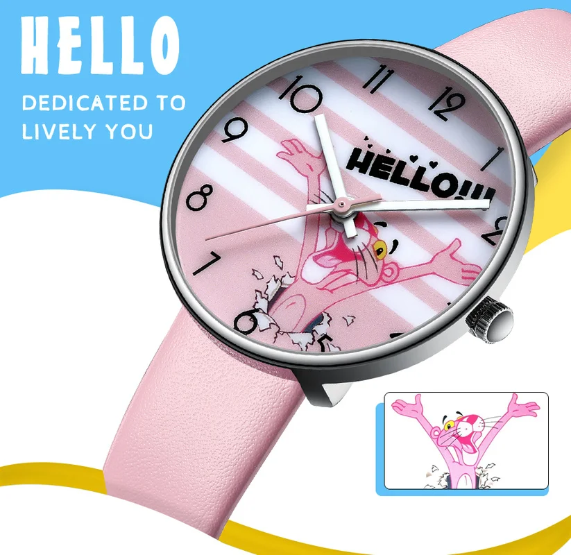 KDM детские часы 2019 Мультяшные для девочек милые спортивные наручные розовые
