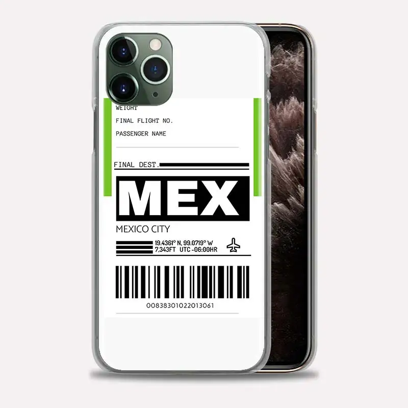 

Aircraft Boarding Pass Label Code Bumper Case For iPhone 11 Pro Max 12 Pro X XS Max XR 7 8 6 6S Plus SE Phone Bags Cover Coque
