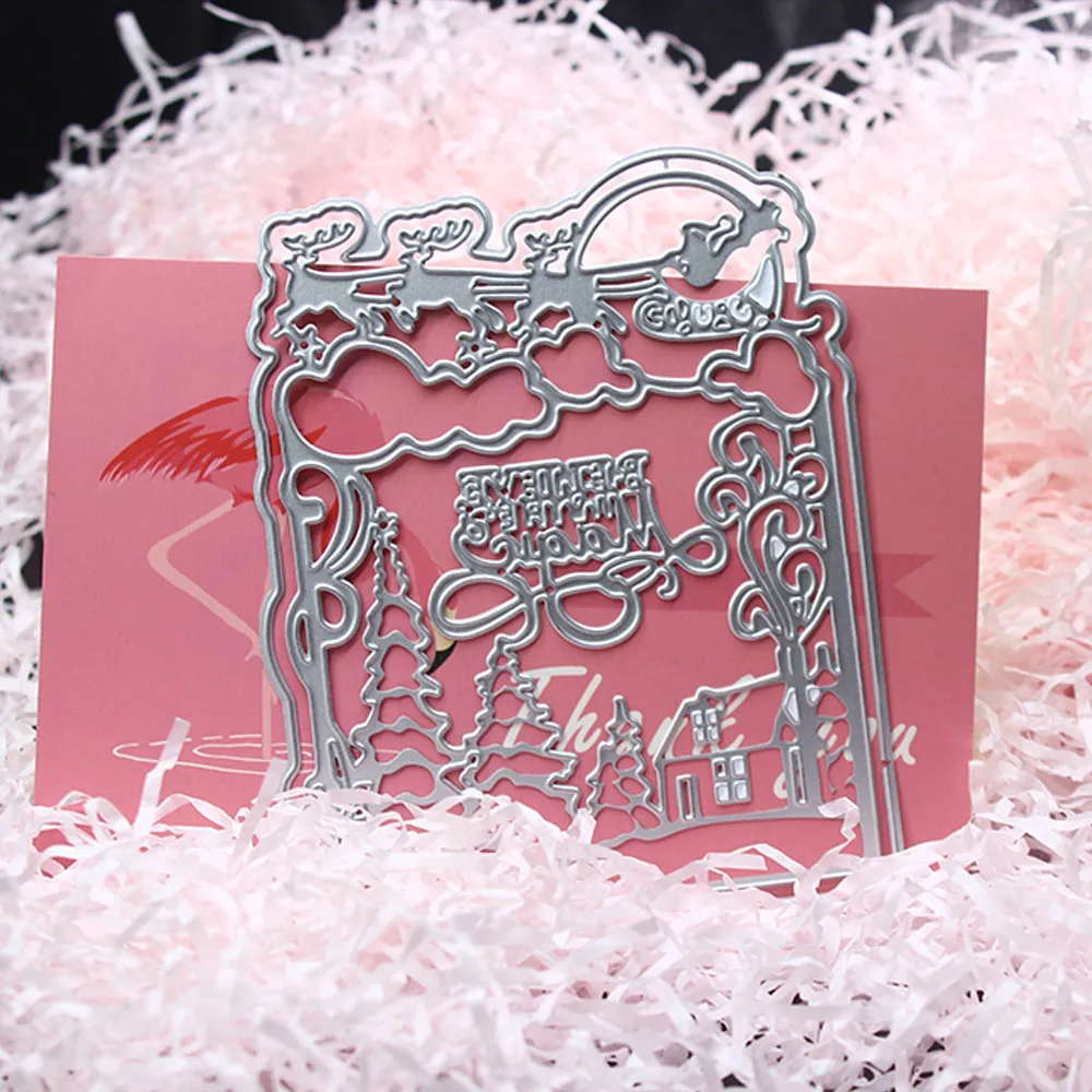 Веселые рождественские металлические штампы тиснение цветов трафареты для DIY