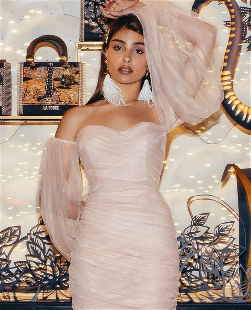 

Бандажное мини-платье, облегающее, с длинными сетчатыми рукавами, винтажное