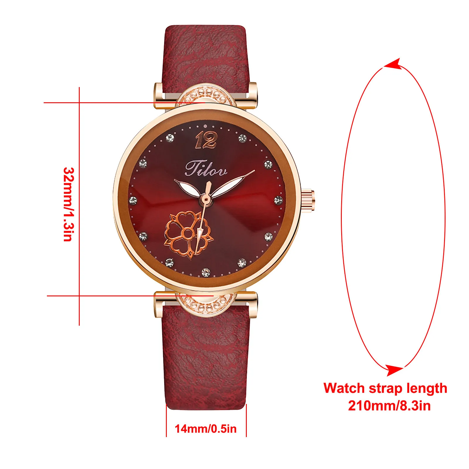 

Mujer Fashion Quartz Leather WristWatch Gilou Gear Flower Diamond Engraved Wrist Watch 6-Color Imitation Leather Strap Relogio