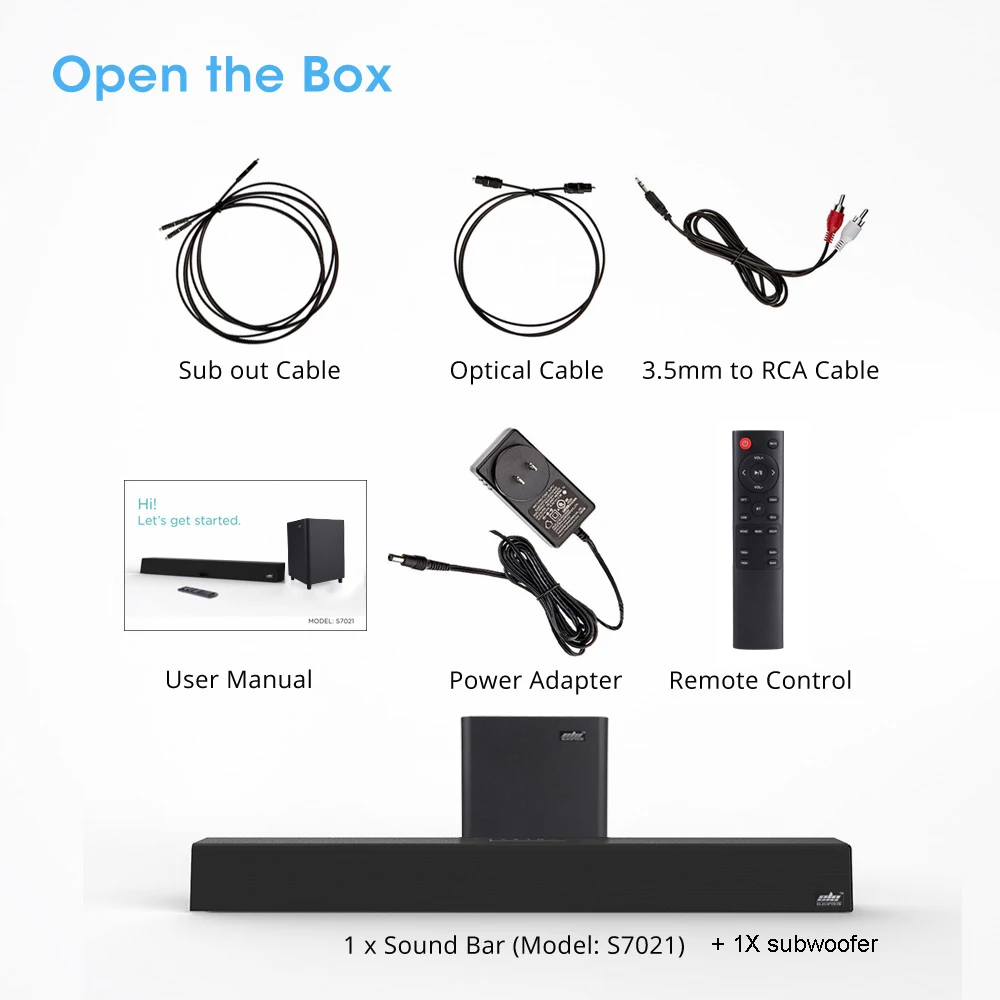 ТВ Саундбар 100 Вт 2 1 Bluetooth динамик 5 0 Система домашнего кинотеатра 3D панель