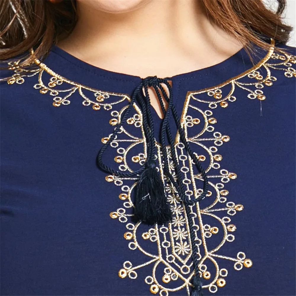 

Ethnic Muslim Women Long Maxi Dress Arab Abaya Embroidery Kaftan Loose Casual Robe Ramadan Islamic Clothing Dubai Gown Plus Size