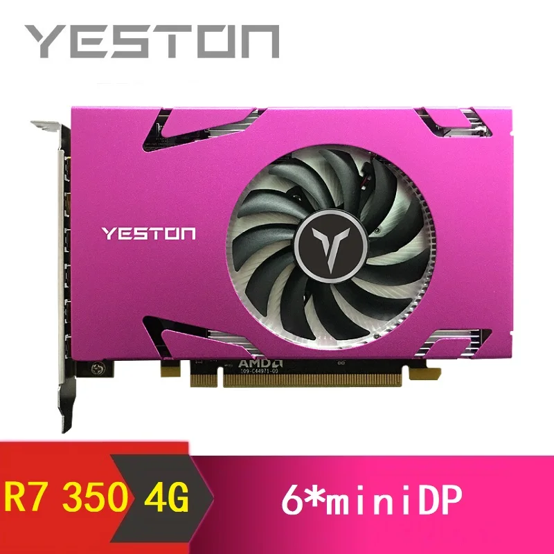 Verkaufen Yeston Radeon R7 350 4GB GDDR5 128bit Unterstützt 6 Bildschirme Gaming Desktop Computer PC 4K Unterstützung 6 * Computer-tv-anschlusskabel Minidp Video Graphics Karten