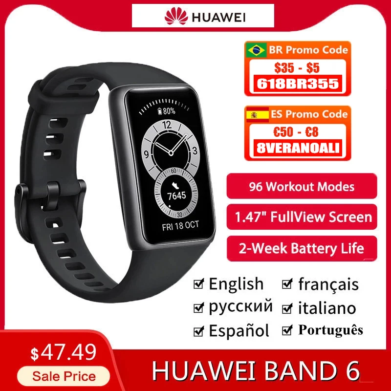 Смарт-браслет Huawei Band 6 в наличии спортивный трекер с функцией измерения уровня