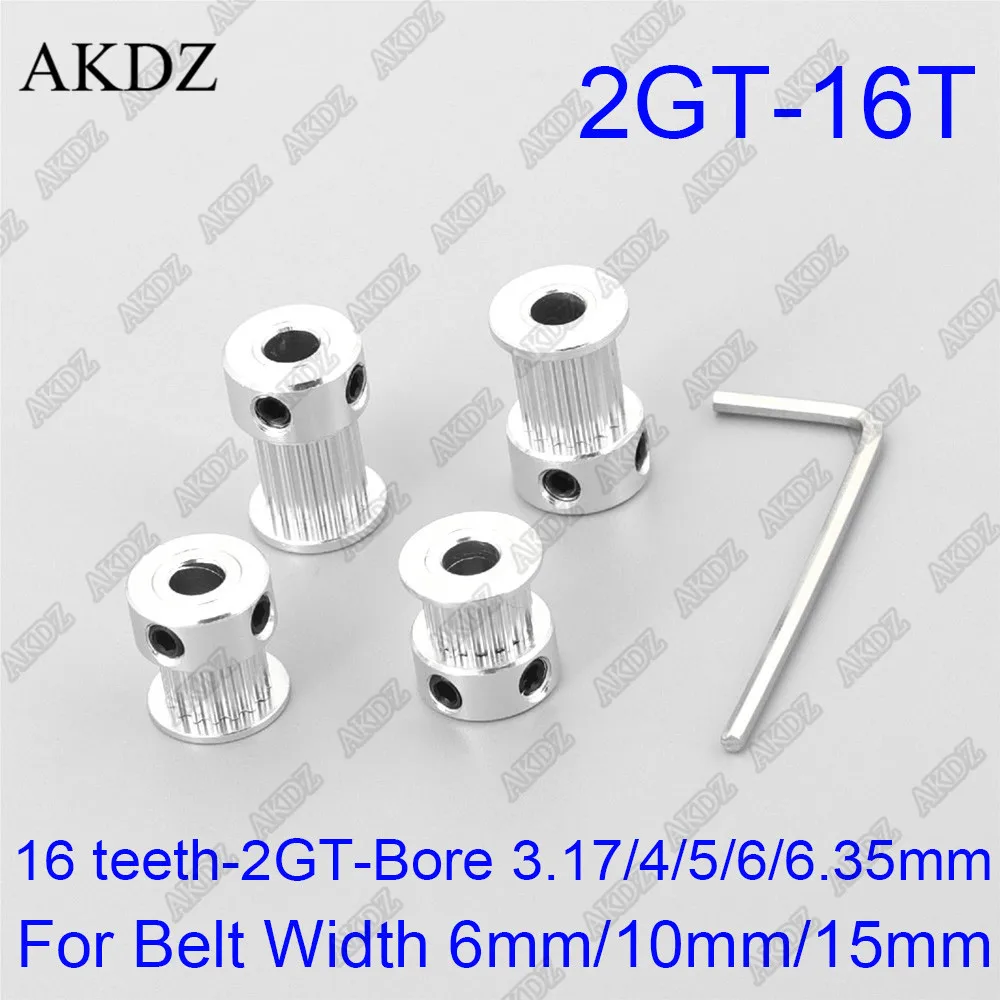 

16 teeth 2GT Timing Pulley Bore 3.175/4/5/6/6.35mm for GT2 Open Synchronous belt width 6mm/10/15mm small backlash 16Teeth 16T