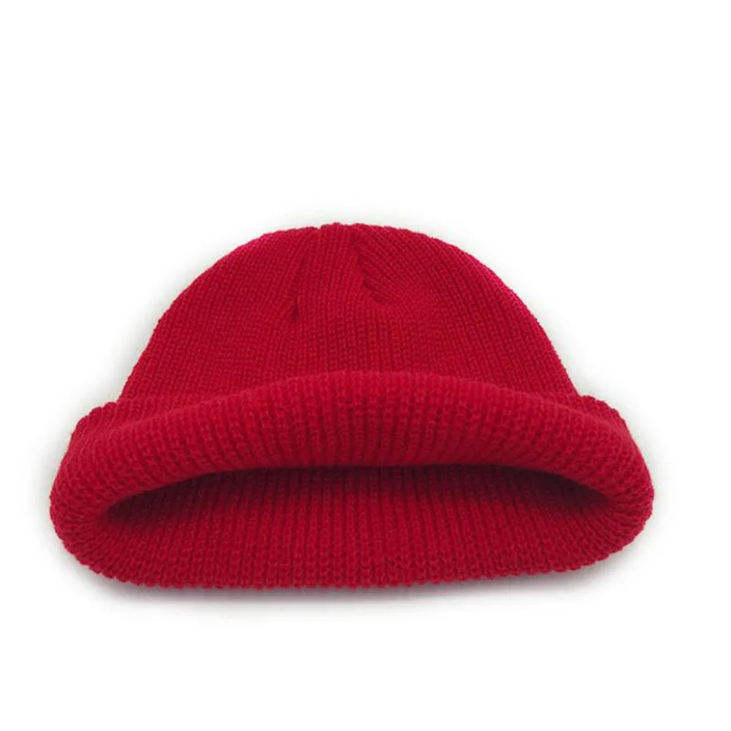 

Unisex Winter Ribbed Knitted Cuffed Short Acrylic Melon Cap Casual Solid Color Skullcap Baggy Retro Ski Adult Beanie Hat Gorras