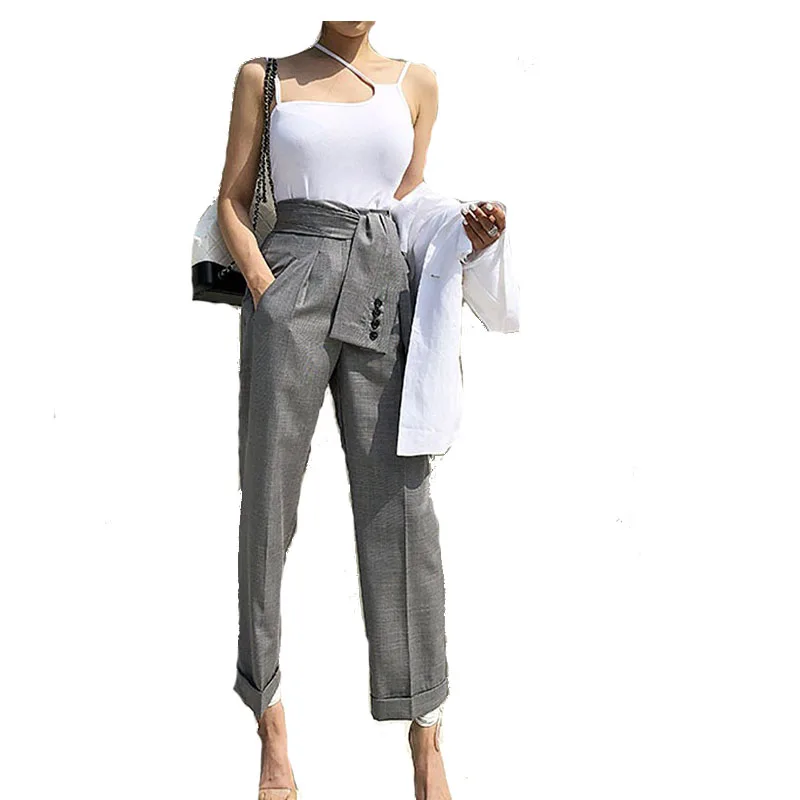 GETSRING брюки женские бандажные хлопковые длинные с высокой талией подходят ко