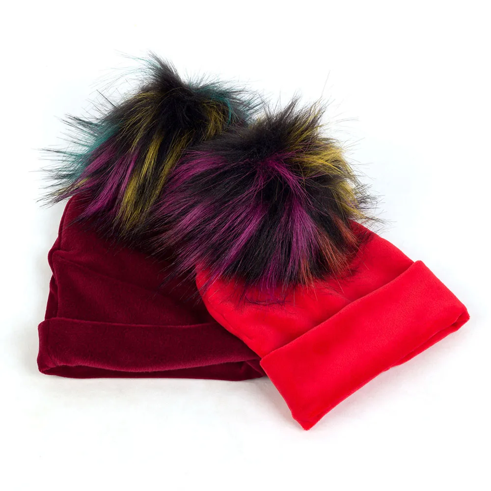 Шапки с ушами для новорожденных зимние теплые мягкие шапки унисекс помпоном из