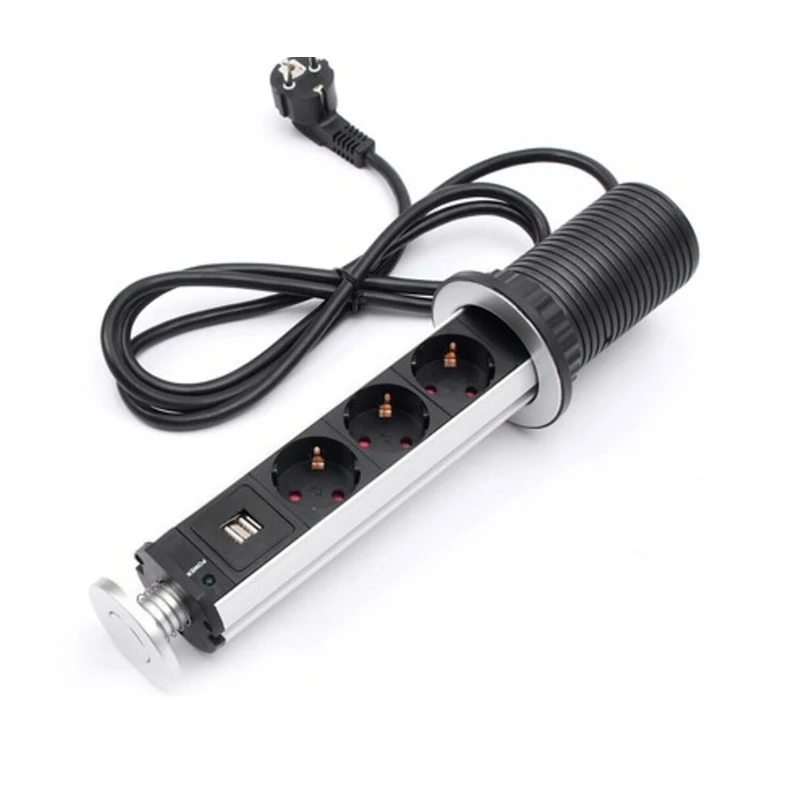 Выдвижная розетка с 3 розетками 10 А 2 USB порта для зарядки|Электрические розетки| |