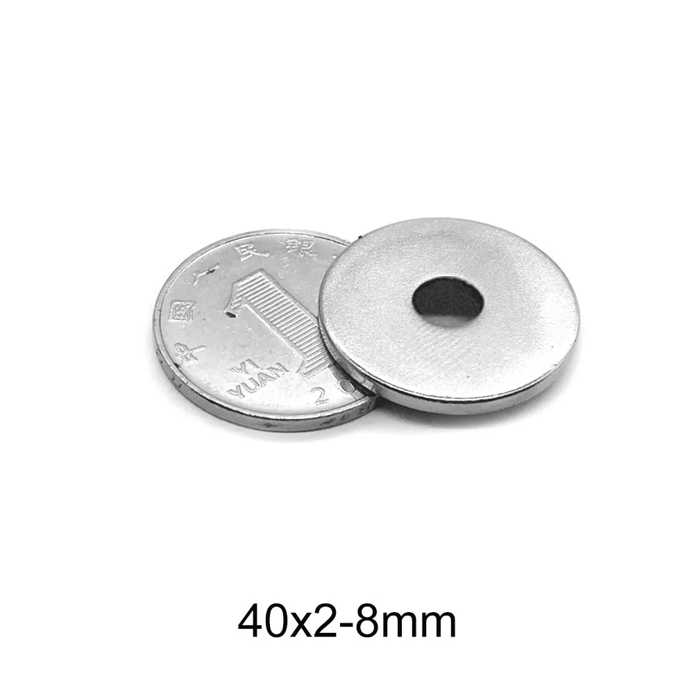 Большие круглые магниты 40x2-8 1 ~ 50 шт. 40*2 мм отверстие 8 потайные постоянные 40x2-8мм