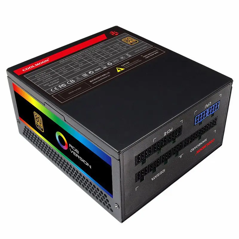 Kaufen Neue Original NETZTEIL Für COOLMOON Volle Modulare 80plus Gold PC Spiel Mute Power Versorgung RGB 750W