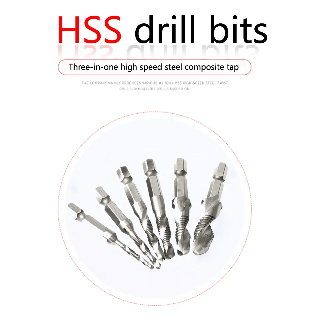 

HSS High Speed Steel Drill 6Pcs Drill Tools Bits Set 1/4" Hex Shank Metric Screw Thread Tap Taper Twist Bit M3 M4 M5 M6 M8 M10