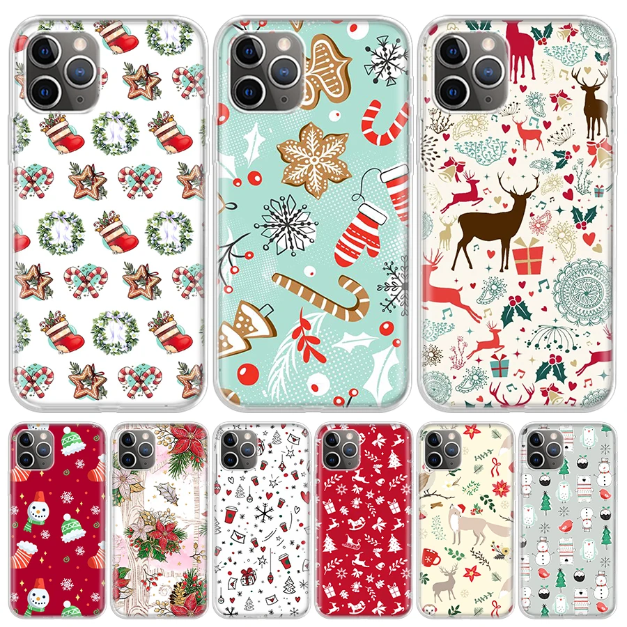 

Christmas Cartoon Cute Soft Silicone Case Coque For iPhone 13 Pro Max 11 12 Pro XS MAX X XR 7 8 6 6S Plus SE 2020 Back Cover