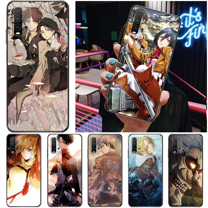 

Attack On Titan Armin Arlert Levi Eren Jager Mikasa Ackerman Phone Case For Xiaomi Redmi 9 9T 9A 9C Pro Funda Soft TPU Carcasa