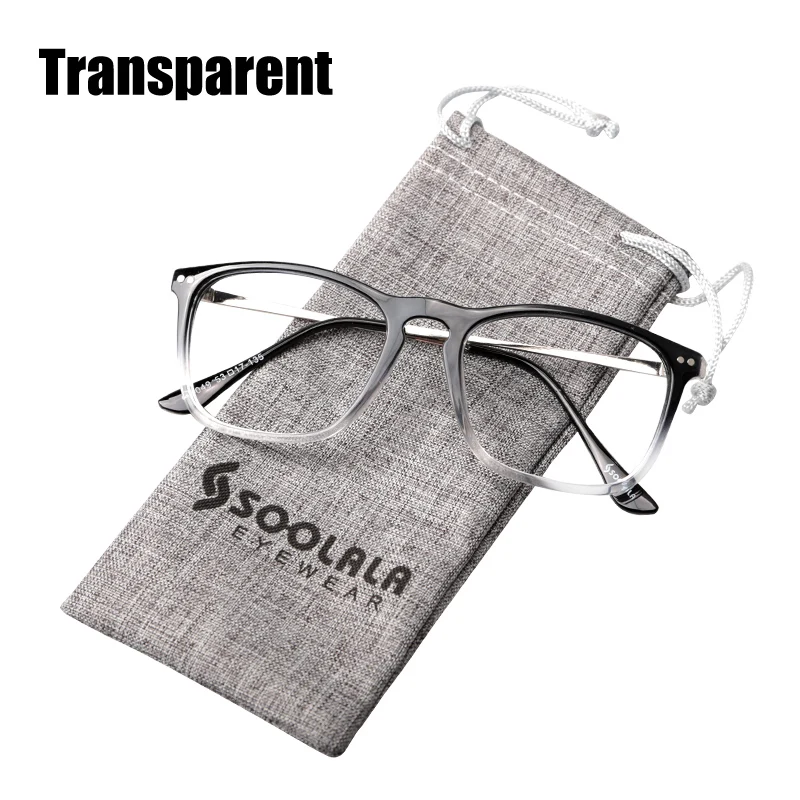 Transparent SOOLALA, большие размеры, женские, мужские, полная оправа, стекло для чтения, большие, прозрачные линзы, оправа для глаз, стекло для чтения+ 0,5, 1,5, 2,5, 4,0 - Цвет оправы: Transparent